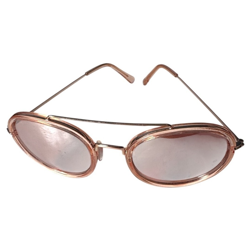 Betsey Johnson Retro Round Mirrored Aviators Sunglasses, Rose Gold